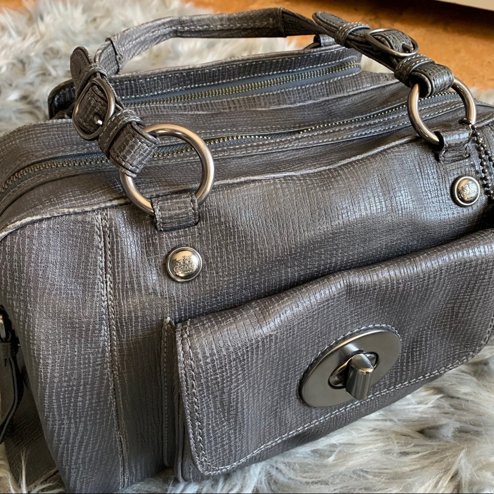 Gorgeous Grey Leather Coach Bag